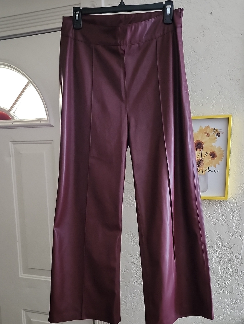 Another Love Sparkle Wide Leg Faux Leather Pants NWT - Bordeaux - Sz 8